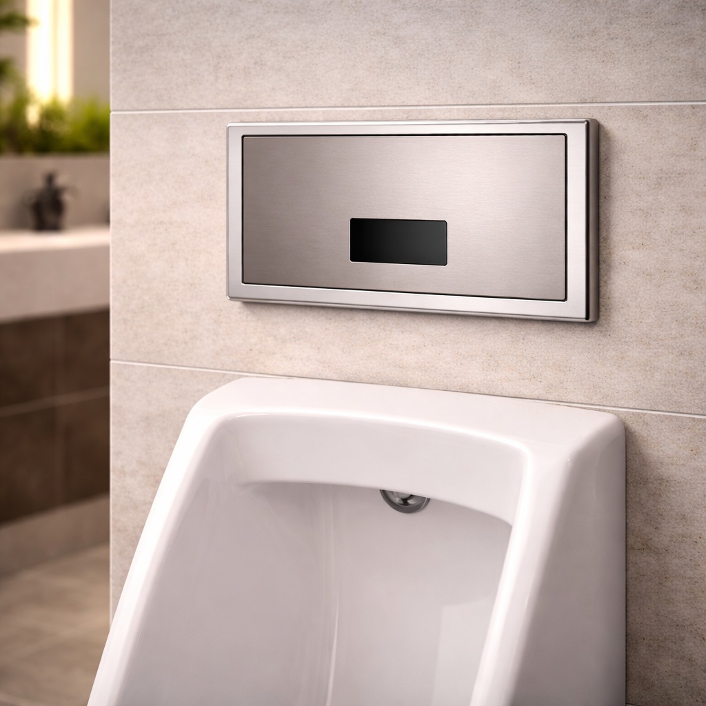 FS8977SN concealed sensor urinal flush system front plate in satin nickel finish